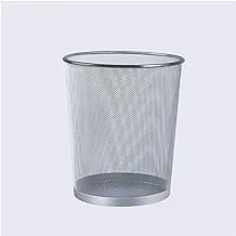 YHshop Indoor trash can Round Mesh Wastebasket Recycling Bin Wrought Iron Hollow Trash Can Household Metal without Cover Waste Basket for Office Bathroom Living Room Trash Can (Size : Silver-9L)