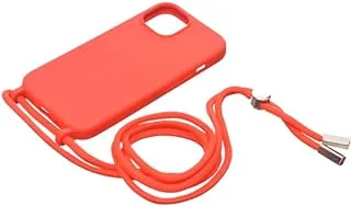 Silicone Back Phone Protection Cover With Fabric Strap And Safety Edges For Iphone 15 - Red