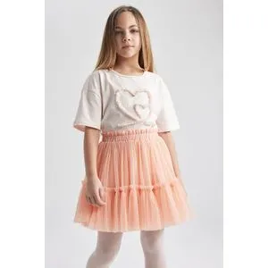 Defacto Girl Regular Fit Knitted Short Sleeve Body