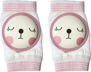 Mix&Max Interlock Baby Crawling Knee Protector Shape Animal For Girls-White&Rose