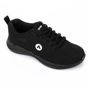 Air Walk Full Black Lace Up Textile Comfy Boys Sneakers