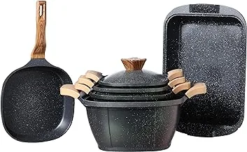 Neoklein Healthy Granite Nonstick Square Kitchen Cookware Set 10 Square Pan Tropic