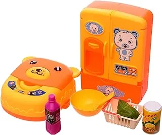 Generic Plastic Kitchen Supplies Kit Containing Bear Shaped Cooker Machine With Fridge And Grocery Products Add More Entertaining For Kids Set Of 8 Pieces - Multi Color