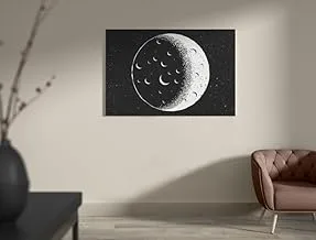 Full Moon Black And White Nighttime Printed Canvas wall art 60x40