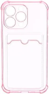 Silicone Back Phone Protection Cover With Silicone Pocket And Safety Edges For Iphone 13 Pro 6.1 - Transparent Pink