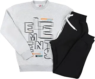 Papillon Cotton Pajama Set Of 2 Pieces Long Sleeves T-shirt&Pants Printed Elements For Boys-Grey&Black-12Years