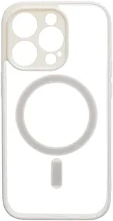 Silicone Back Phone Protection Cover With Magnetic Magsafe And Safety Edges For Iphone 14 Pro - Transparent White