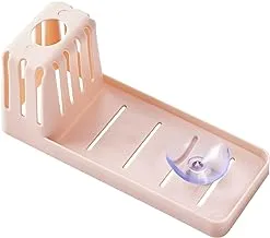 Sponge Holder Dish Cloth Hanger Shelf Soap Drain Rack Kitchen Organizer Plastic Saddle Faucet Sink Caddy Drying Rack Basket (Pink)