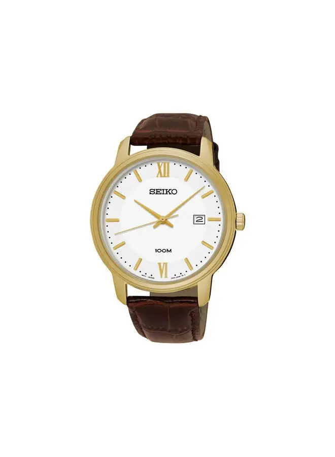 Seiko Leather Analog Watch SUR202P1