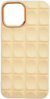 Silicone Back Phone Protection Cover With Ribbed Design And Safety Edges For Iphone 12 Pro Max - Beige Gold