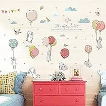 Rabbit Balloon Wall Sticker Kids Room Decoration Kindergarten Classroom Art Background Autocollant Mural Home Decor Wall Stickers