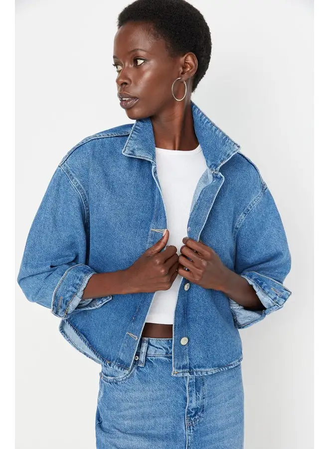 trendyol Denim Jacket - Blue - Regular fit