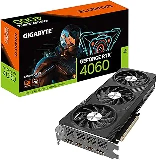 بطاقة رسومات Gigabyte GeForce RTX 4060 Gaming OC 8G، 3X WINDFORCE Fans، 8GB 128-bit GDDR6، بطاقة فيديو GV-N4060GAMING OC-8GD