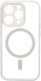 Silicone Back Phone Protection Cover With Magnetic Magsafe And Safety Edges For Iphone 15 Pro - Transparent White