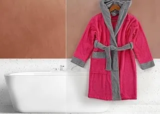 Jacquarddina Egyptian Kids Bathrobe in Fuchsia (Dahab Fuchsia) - 100% Cotton, Quick-Dry - Soft and Absorbent for Home and Beach Use