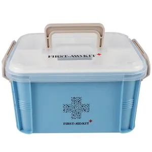 Box First Aid Kit Organizer Plastic Container Blue+White