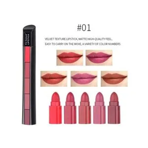 SHEGLAM Matte 5Color Lipstick KitMist Velvet Highly Classic Red-3278