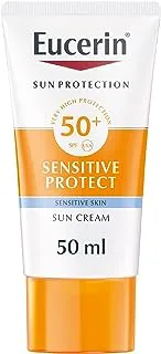 Eucerin Sun Cream Facial Sunscreen, High UVA/UVB Protection, SPF 50+, Water-Resistant, Fragrance-Free, Sun Protection For Sensitive and Dry Skin, Suitable for Atopic Skin, 50ml