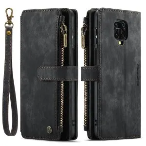 Xiaomi Redmi Note 9 Pro / Redmi Note 9 Pro Max Wallet Case,Durable PU Leather Magnetic Flip Lanyard Strap Wristlet Zipper Card Holder Phone Case For Xiaomi Redmi Note 9 Pro / Redmi Note 9 Pro Max