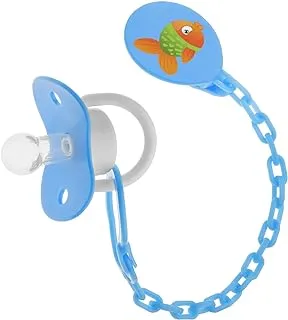 Bubbles pacifier with chain 0-3 Months Blue