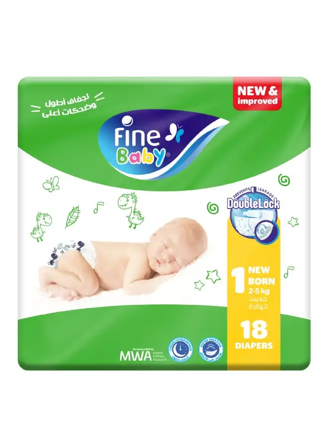 Fine Baby 18-Piece Diapers Newborn (Size 1) (2-5 KG)