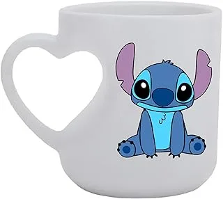 Heart Cupart Ceramic Mug: Love Drawing Stitch | Cartoon | Special Day | Cute Design Mug | White Ceramic Mug | 11 oz | 325 ml | Ideal for Gift February 14 | Birthday | Anniversary | Love