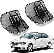 RIDERSCART Car Back Rest, Pain Relief Lower Back Support Ergonomic Designed for Comfort Office Chair, Home, Seat for Skoda Superb (Black, Pack of 2)