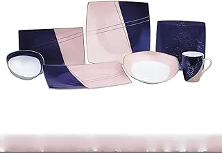 Lotus Porcelain 6009 Fathi Mahmoud Dimla Dinnerware Set 33-Pieces, No-2, Pink/Navy/Blue