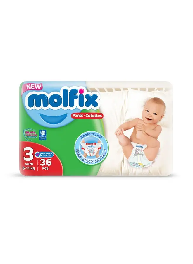 Molfix Baby Diaper Pants, Size 3, 36 Count, 6-11 Kg