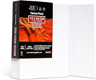 Elan Cotton Canvas Panels 15x20 CM, 12-Pack Canvas Boards for Painting, Painting Canvas, Canvases for Painting, Art Board Bulk Art Canvas Board Blank Canvas Panel Plain Canvas Board, Art Canvas Panels