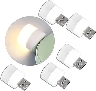 مصباح قابس USB للكمبيوتر، يعمل بالطاقة المتنقلة، مصابيح USB صغيرة LED لحماية العين، ضوء قراءة صغير ضوء ليلي (5، أبيض دافئ)