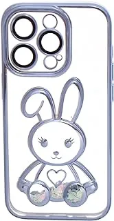 Boter 3D Glitter Bunny High Quality Plastic Back Cover With Robust Protection Against Drops Impacts For Iphone 14 Pro - Clear Blue