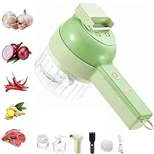 4 In 1 Handheld Electric Vegetable Cutter Set, Mini Hand-held Wireless Electric Garlic Mud Masher, Vegetable Chopper Garlic Mud Masher Garlic Chopper, Mixer Auxiliary Food Slicer Dicer