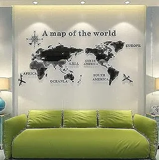 Fashion World Map Household Office Acrylic 3D Three-Dimensional Wall Stickers Living Room Bedroom Decoration-8QZ1237