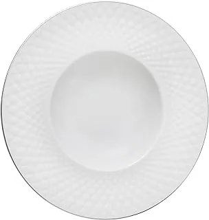 Tunisie Tu-3500727-Pl Set Of 6 Pieces Of Porcelain Brilio Pasta Plate 27Cm Platinum Rim Suitable For Home And Restaurants With Premium Durable Material - White