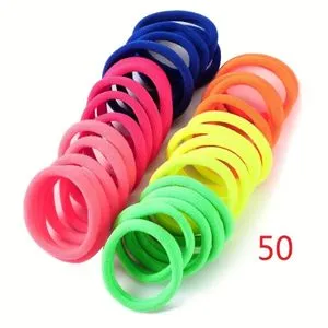 50 Medium Ponytail Hair Ties - 6 Colors