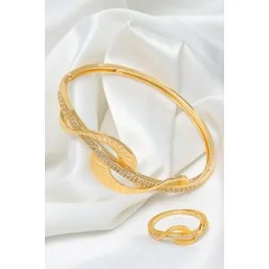 Fashion Gold Plated Bracelet And Ring Set