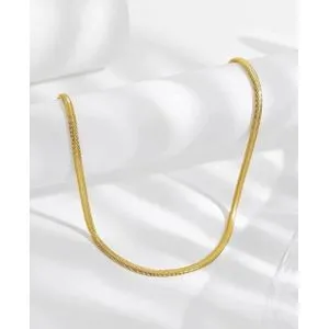 Gold Plated  Herringbone Flat Snake Chain Necklace - 4mm