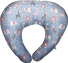 Baby Shoora Microfiber Baby Nursing Pillow Printed Animals For Boys-Grey