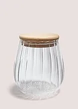 Matalan Small Curved Ribbed Glass Jar, Clear