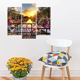 Decorative sticker of three board -Sunset at the edge of a canal (60x50cm)