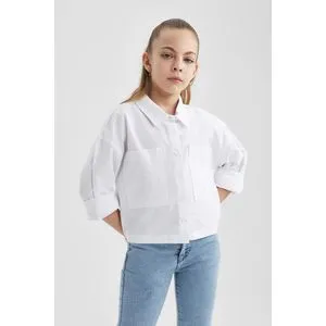 Defacto Girl Cropped Fit Woven Long Sleeve Shirt