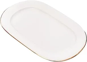 Tunisie Tu-4801822-Go Set Of 6 Pieces Of Porcelain Artemis Pickle Dish 22Cm Gold Rim Suitable For Home And Restaurants With Premium Durable Material - Off-White