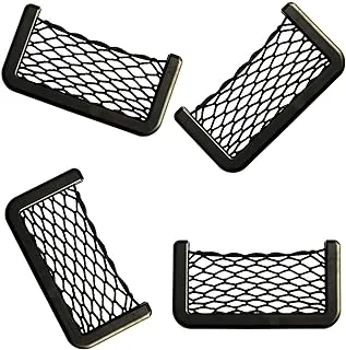 Mesh pocket car boot net pockets organiser – 4 pieces 15 x 8 cm boot net pockets storage net net storage bag mesh pocket mobile phone bag elastic net.