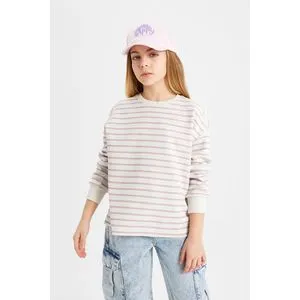 Defacto Girl Relax Fit Crew Neck Long Sleeve Knitted Sweat Shirt