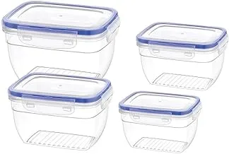 Bager Cook&Lock Rectangular Storage Container (575+1050+1850+3100 Ml) (Deep), Transparent