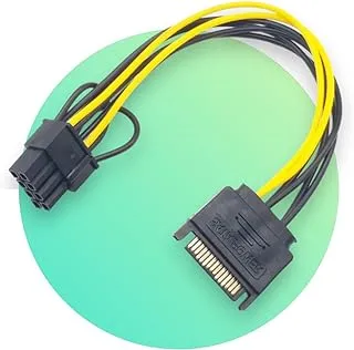 Power Extension 20cm 15 Pin SATA Male to 8 Pin 6+2 Pin Female Compatible with Graphic Video Card - 1 Piece