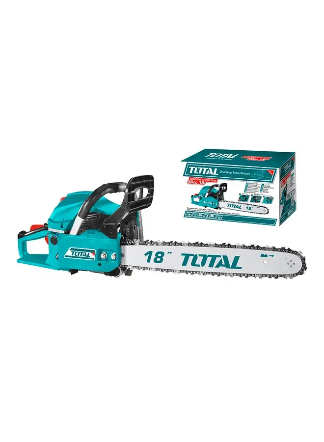 TOTAL Gasoline Chain Saw 46 Cc Teal / Grey 18inch