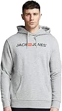 Jack & Jones Men's Corp Old Logo Hooded Sweatshirt, XL - Light Grey Melange