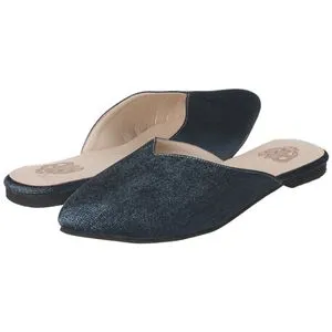 AM EGYPT Staylish Women Canvas Flat Mulles - أزرق